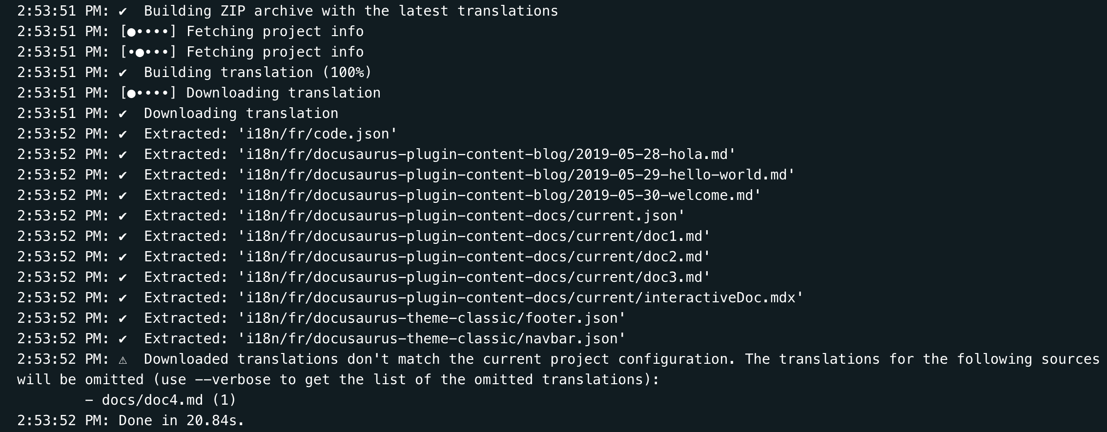 Crowdin CLI: download translation warning